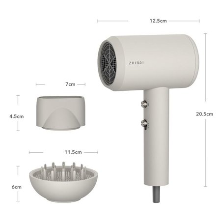 Zhibai Hårføner HL321 Anti-statisk, Grå
