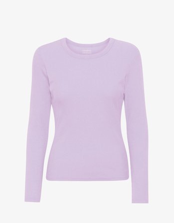Women Organic Rib LS T-Shirt - Soft Lavender - L