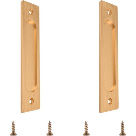 Rektangulära skjutdörrhandtag i aluminiumlegering med skruvar för skjutdörr, matt guld