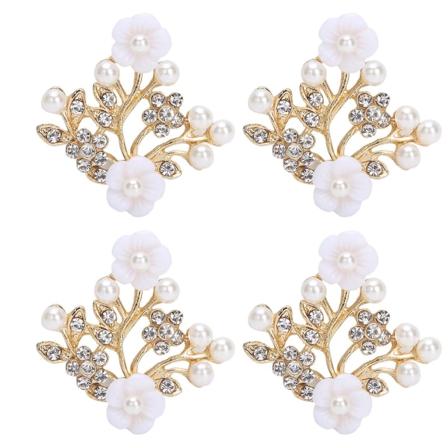 4 stk Hule Krystall Blomst Formet Spenne Klær Vesker Sko Spenne Dekorasjon Tilbehør 3.8x4.4cm Nr. 3 Perle Blomst Gren Formet Spenne