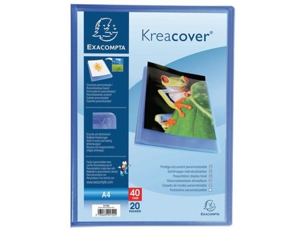 Exacompta Demobok, Kreacover A4, 20 fickor, anpassningsbar framsida, halvhård återvunnen polypropen, blå - Lyreco - Kontorsmaterial - Pärmar och 