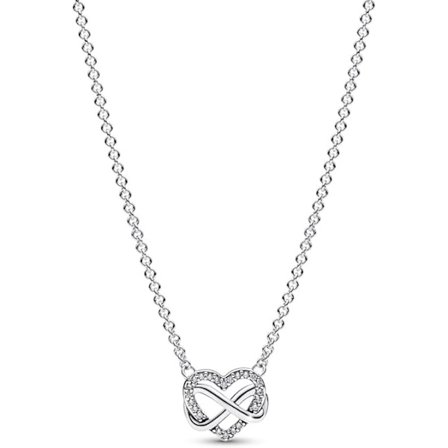 Glittrande Infinite Heart Collier Halsband - 3 Justerbara Längder - Fantastiska Damsmycken - Sterling Silver med Klar Cubic Zirconia