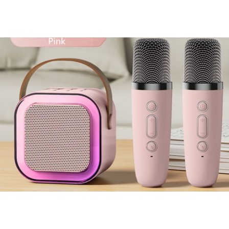 Karaokemaskin for barn og voksne, bærbar Bluetooth mini karaoke mikrofon sang høyttaler med 2 mikrofoner og lys, leker