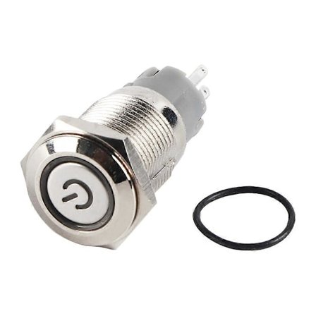 Auto 16mm 1NO 1NC Tilslutning 12V Metal LED Vippekontakt Låsende Trykknap LJ