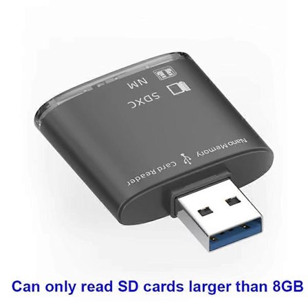 USB 3.0 -kortinlukija NM Nano -muistikortin kirjoitusadapterille, A