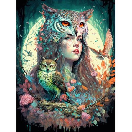 30x40cm Voksen Børn 5d Diy Diamant Maleri Sæt-Ugle 3#, Fuld Diamant Broderi Håndværk