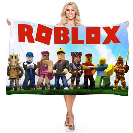 Roblox Virtual World Beach Towel | Large Microfiber Towel 75x150cm for Kids & Adults, Quick Dry Sand Free Travel Towel