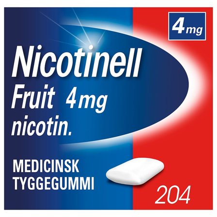 Nicotinell Fruit Tyggegummi 4 mg 204 stk, Medicin & Pleje, Rygestop, Nikotintyggegummi