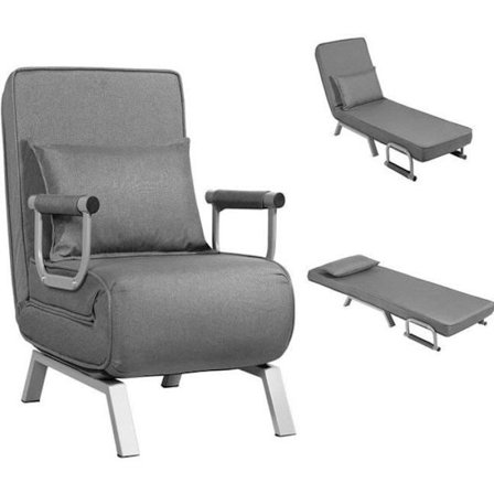 COSTWAY Sæde Stole Sofa Seng Convertible Aftageligt Betræk Polstret med Svamp med Pude Overflade i Stof 186x59x28CM