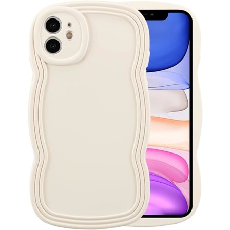 Fodral för iPhone 12 6,1 tum, Sött enfärgat lockigt vågformat ram Silikon Stötsäkert fodral