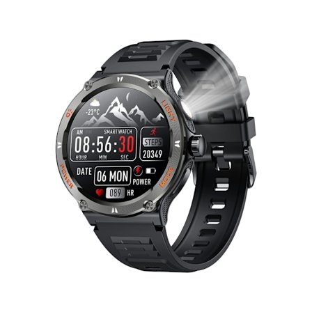 Smartwatch Herr 1.53 Rund Touchscreen 3Atm Vattentät Led Ficklampa Bluetooth Samtal Puls Blodtryck