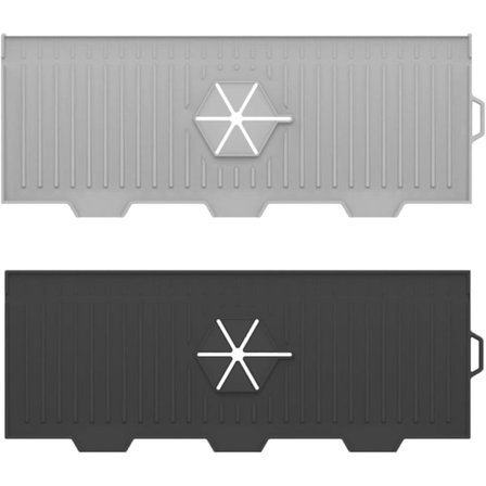 Kjøkkenvask Silikon Kran Håndtak Dryppmatte, Silikon vask sprutbeskyttelsesmatte, svart og grå