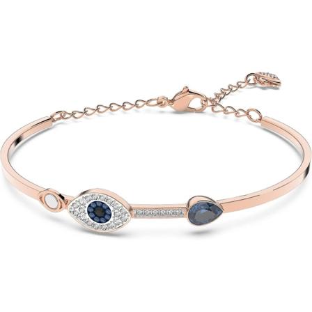Kvindernes symbolske onde øje bangle armbånd, blå krystal, blandet metal finish, medium_SSDLV [LGL]