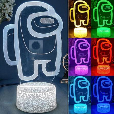 Among Us Night Light 7 Color 3D LED-lampegaver for barn - perfekt