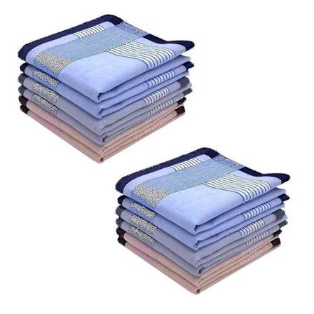 12 herre lommetørklær, 100% myk ren bomull