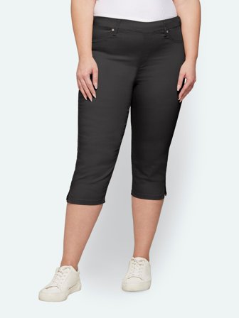 CISO - Sofia Capri bukser - Sort - Curvy Slim Fit / Elastik i Taljen