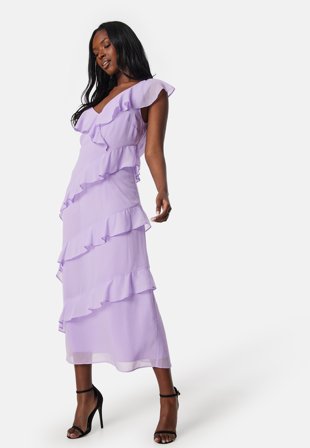 Bubbleroom Occasion Frill Chiffon Midi Dress Klær