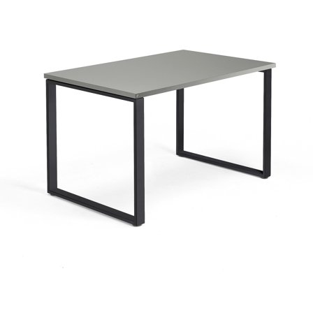 Schreibtisch QBUS, O-Gestell, 1200 x 800 mm, Gestell schwarz, hellgrau