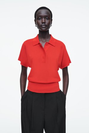 COS Damen Poloshirt Aus Strick - Orange