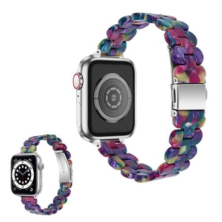 Apple Watch 42mm - 44mm tyylikäs hartsikellon ranneke - Violetti / Vihreä Multicolor