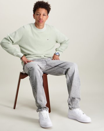 Tommy Hilfiger COTTON TEXTURE SWEATER Grön Tröjor Kille - Kids Brand Store