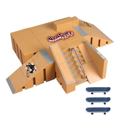 Fingerboard Skate Park Kit, Finger Skateboard Rampe Sæt med Modulært Design til Kreativ Leg, Tilpasselig Park med Udskiftelige Ramper og