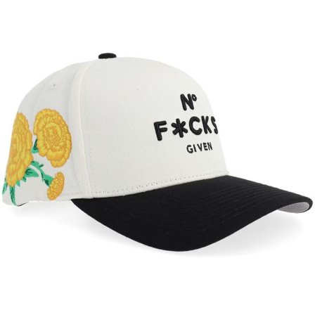 Field Grade - Vit adjustable Keps - No F*cks Given Marigold Egg Shell/Black Twill A-frame Adjustable @ Hatstore