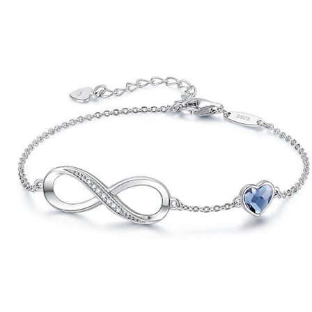 Sølv Infinity Armbånd til Kvinder, Justerbart Kærlighedsarmbånd til Kvinder, Smykker til Kvinder, Mors Dags Gave, Hjerteformede Infinity Armbånd