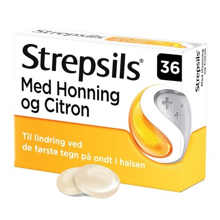 Strepsils Honning og Citron, sugetabletter 36 tabl., Medicin & Pleje, Ondt i Halsen, Halspastiller