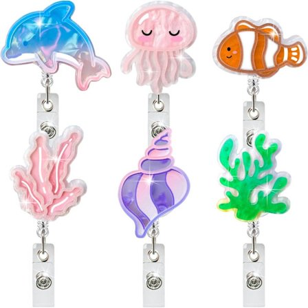 6 Stk Nøglering Badge Holder Badge Reel