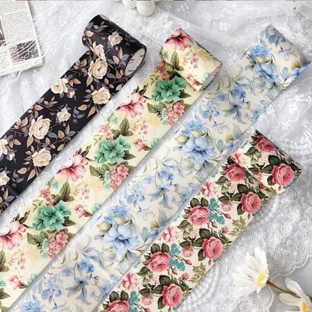 Washi Tape-sett med 4 ruller, Vintage Blomster Estetisk Washi Klistremerker Maskering Pro for Scrapbooking Tilbehør, Journaler, DIY Håndverk, Kunst 