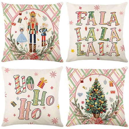 Julepynt Dekorative Putesett 18 x 18, 4-pakning, Ornamenter Vinterferie Festdekorasjon Putetrekk