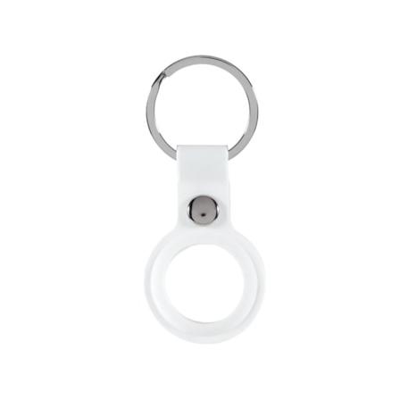 Apple Airtag Hållare Nyckelring Med Knäppe I Silikon - Vit White Vit