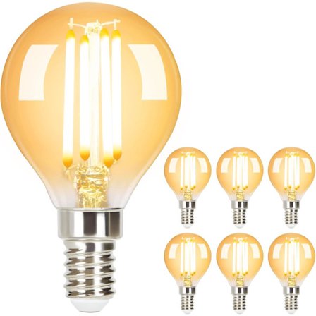 6 stk LED-pære E14 Vintage - G45 Edison Lyspære 2700K 4W Lyspære Varmhvit Filamentpære [Energiklasse F]