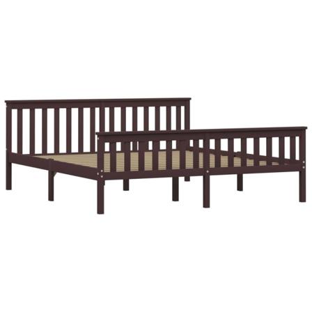 Vidaxl Sängram Mörkbrun Massiv Furu 180x200 Cm Brun