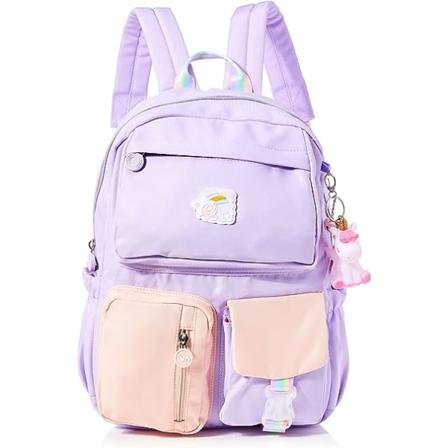 Yksisarvinen koululaukku tytöille, suurikapasiteettinen alakoulun reppu, rento reppu teini-ikäisille tytöille lapsille (violetti)