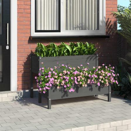 Vidaxl Odlingslåda Grå 110x84x75 Cm Massiv Furu Grå