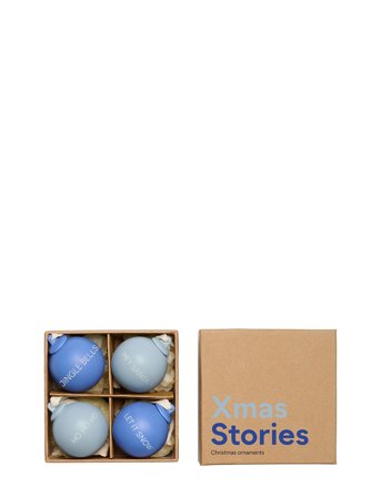 Xmas Stories Ball Pendants 40Mm Blue Design Letters