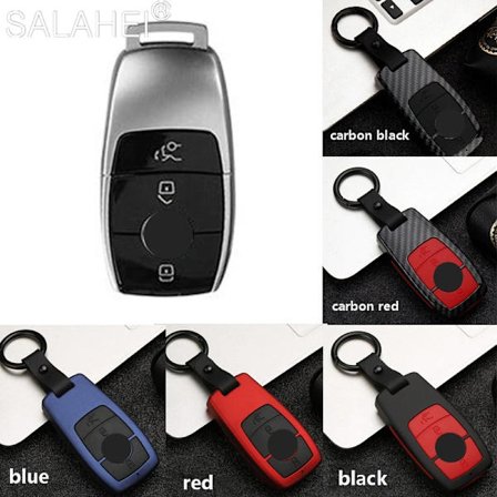 Kolfiber + Silikon Bilnyckelskal Fodral för Mercedes Benz W203 W210 W204 W212 W213 W176 GLC CLA CLK 2017 E Class W213 2018 S Class