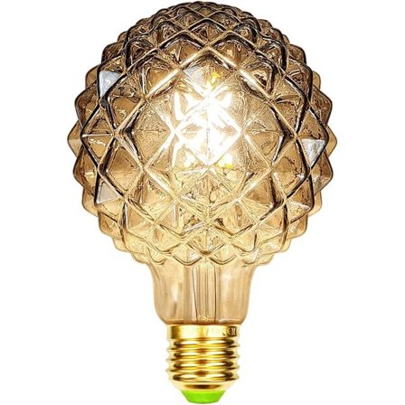 Retro LED Filament Pærer Edison Pærer 4W Røgfarvet Glas 220/240V E27 Krystal Art Deco Dekorative Pærer G95 Krystal (Ananas) [Energiklasse D]