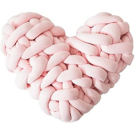 Pehmeä Muhkea Solmutyyny Käsintehty Punottu Solmutyyny Koristetyyny Sydämenmuotoinen Tyyny Sisustus Vaaleanpunainen