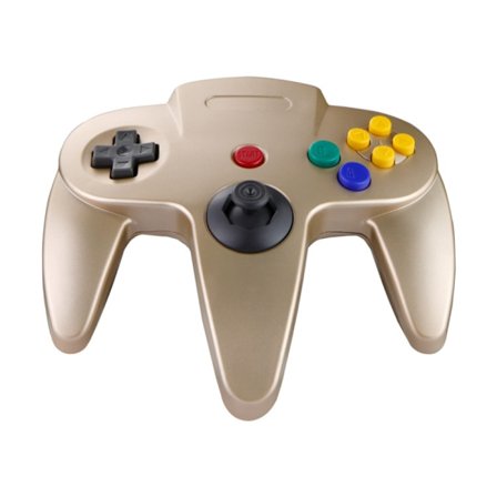 N64-kontroller, klassisk retrotrådbunden N64 64-bitars spelkontroll joystick för Ultra 64 videospelkonsol N64-system GC-kontakt (guld)