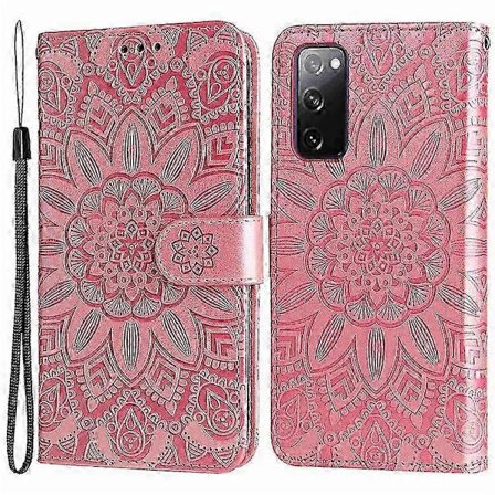 Kompatibelt med Galaxy S20 FE / S20 FE 5G / S20 Lite Solros PU Läder Magnetiskt Plånboksfodral med Ställ - Perfekt Rosa-max