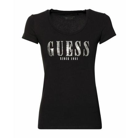 Guess, T-Shirts Zwart, Dames, Maat:XS
