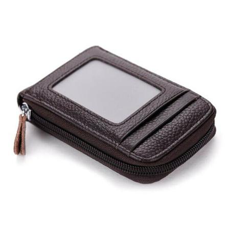 Herrplånbok Korthållare I Äkta Läder Rfid Blocking Zipper Th
