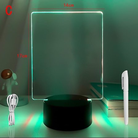 LED-nattlampa med två toner och 3D-effekt, anslagstavla, meddelandetavla, semesterlampa med penna, presenter till barn, flickvän, dekoration