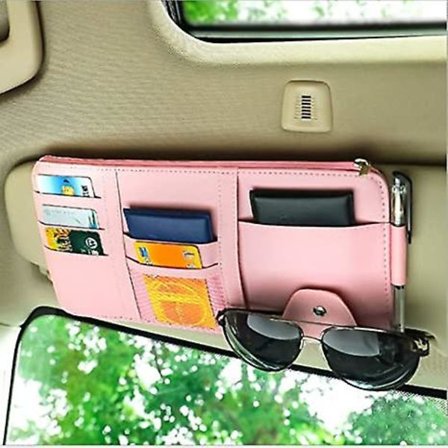 GHYT Bil Solskydd Organizer, Bilinredning Tillbehör Fickorganisatörer, Registrerings- och Dokumenthållare, Tillhörighetsförvaringsficka Organizer, 