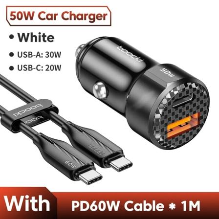 50W QC PD 3.0 Billaddare Snabbladdning 4.0 USB Typ C Bil Snabbladdning För iPhone 12 13 14 Huawei Samsung Xiaomi POCO