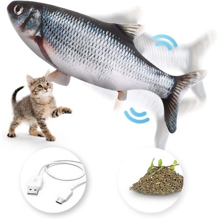 Floppy fisk katt leksak | USB uppladdningsbar stimulerings katt leksak