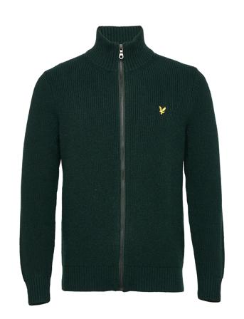 Knitted Rib Zip Through Cardigan Green Lyle & Scott
